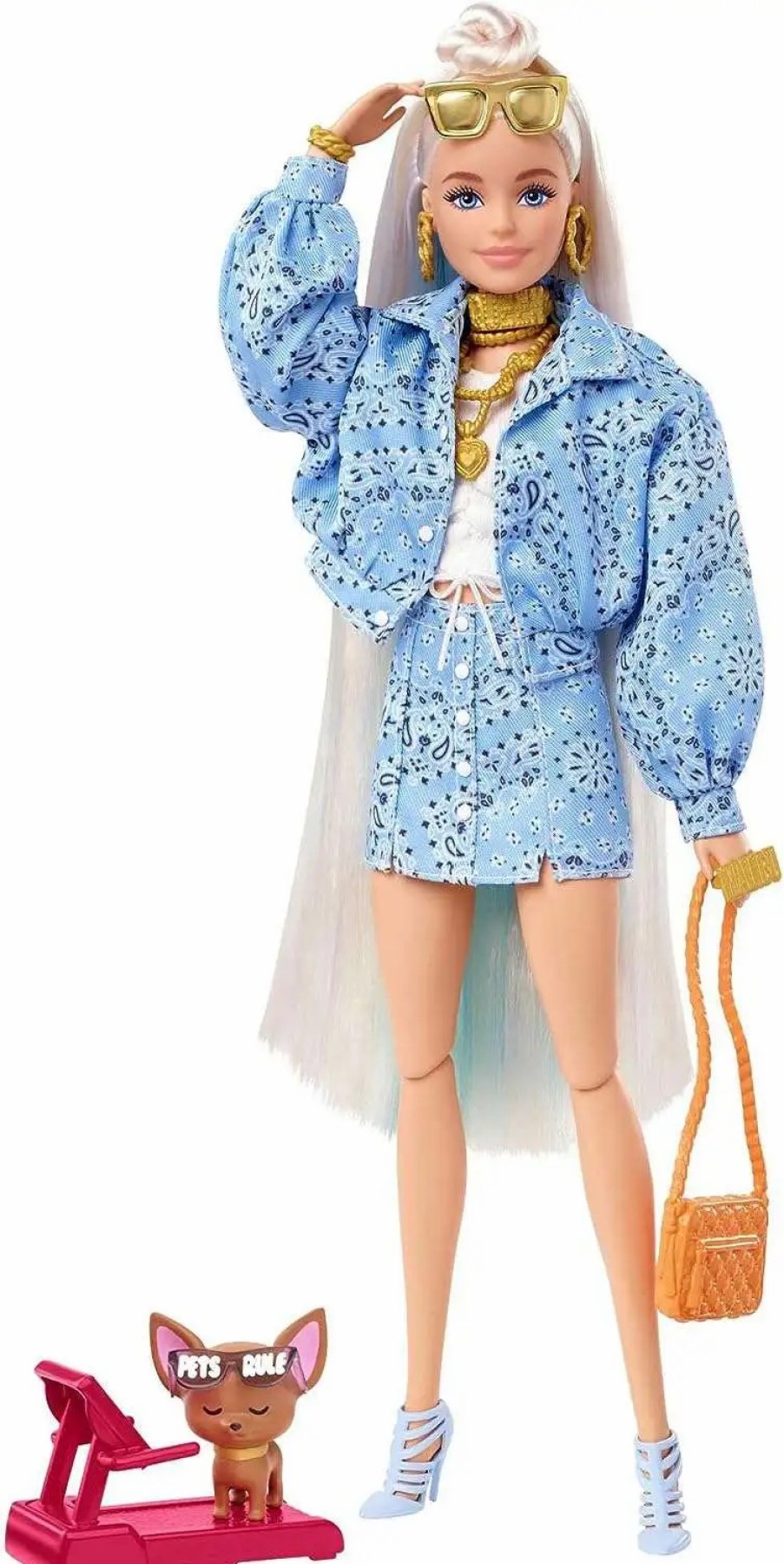 All Brands Mattel | Barbie Extra Blue Paisley Jacket 13.25-Inch Doll #16