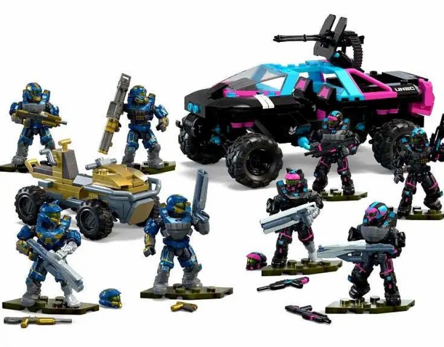 All Brands Mega Bloks | Mega Bloks Halo Multiplayer Mayhem Exclusive Set [Neon Superfly Warthog, Gen Xii Mongoose, Estate Gold & Neon Superfly Fireteams] (Pre-Order Ships March)