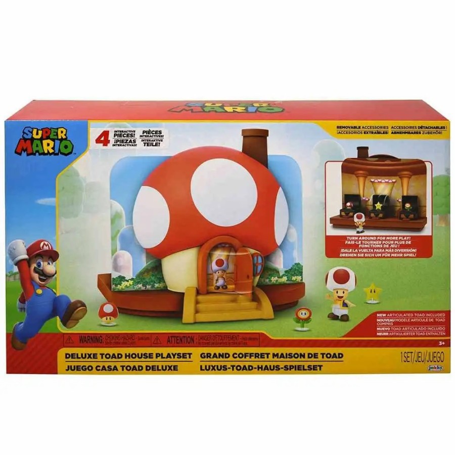 All Brands Jakks Pacific | World Of Nintendo Super Mario Deluxe Toad House 2.5-Inch Playset [With Articulated Toad Figure!]