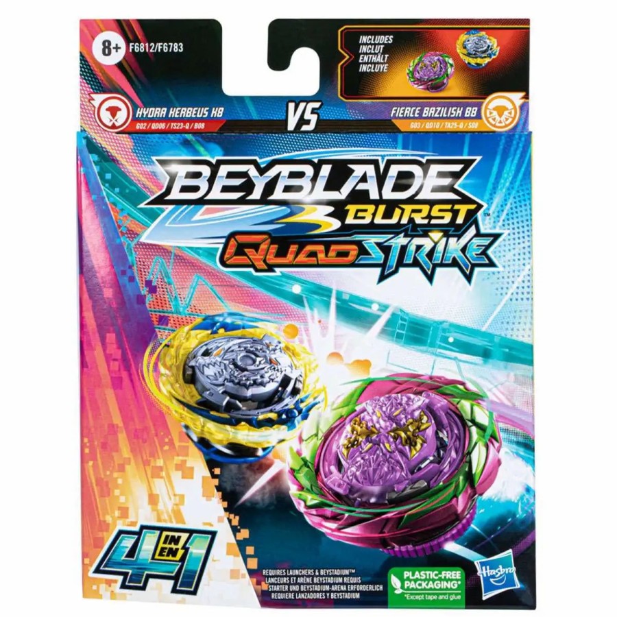 All Brands Hasbro Toys | Beyblade Burst Quadstrike Fierce Bazilisk B8 & Hydra Kerbeus K8 Dual Pack