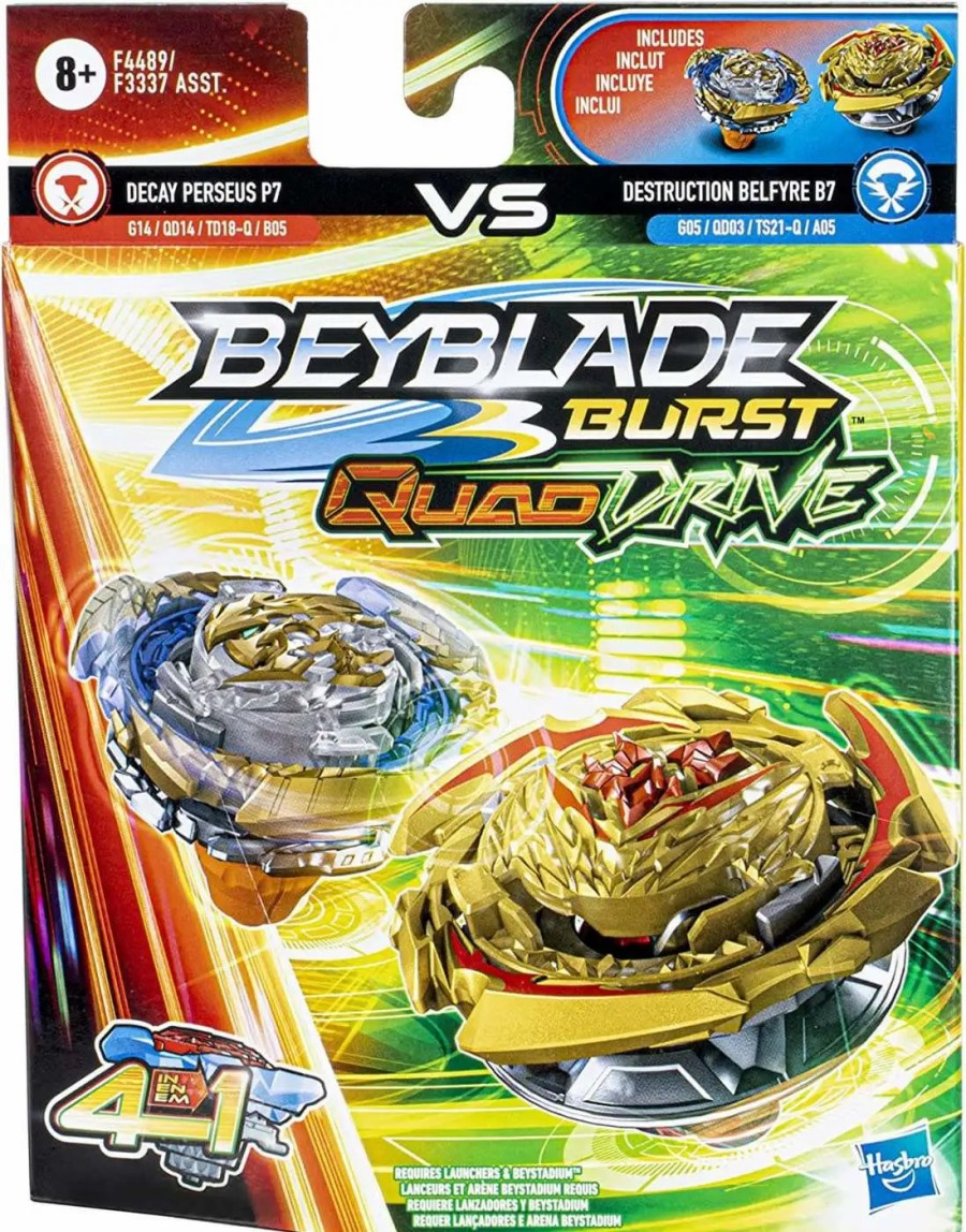 All Brands Hasbro Toys | Beyblade Burst Quaddrive Decay Perseus P7 & Destruction Belfyre B7 Dual Pack