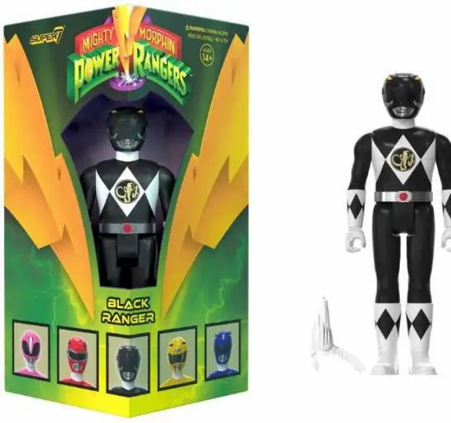 All Brands Super7 | Power Rangers Mighty Morphin' Black Ranger Exclusive Action Figure [Triangle Box Package]