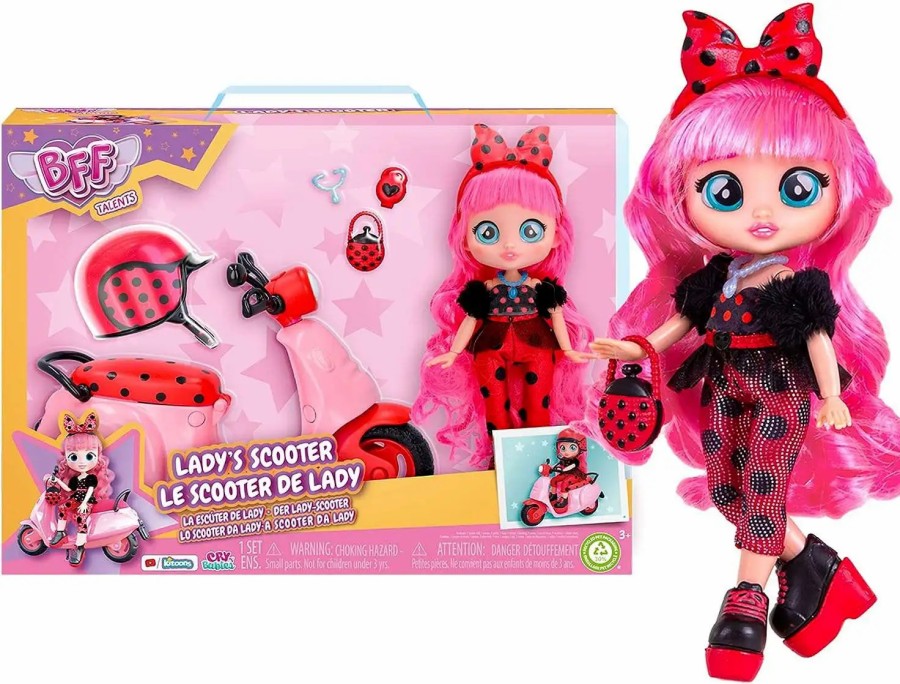 All Brands IMC Toys | Cry Babies Bff Talents Lady'S Scooter Doll Play Set