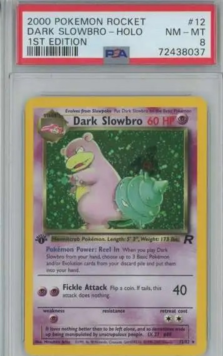 All Brands Wizards of the Coast | Pokemon Team Rocket Dark Slowbro Rare Holo Graded Card #12 [Psa 8]