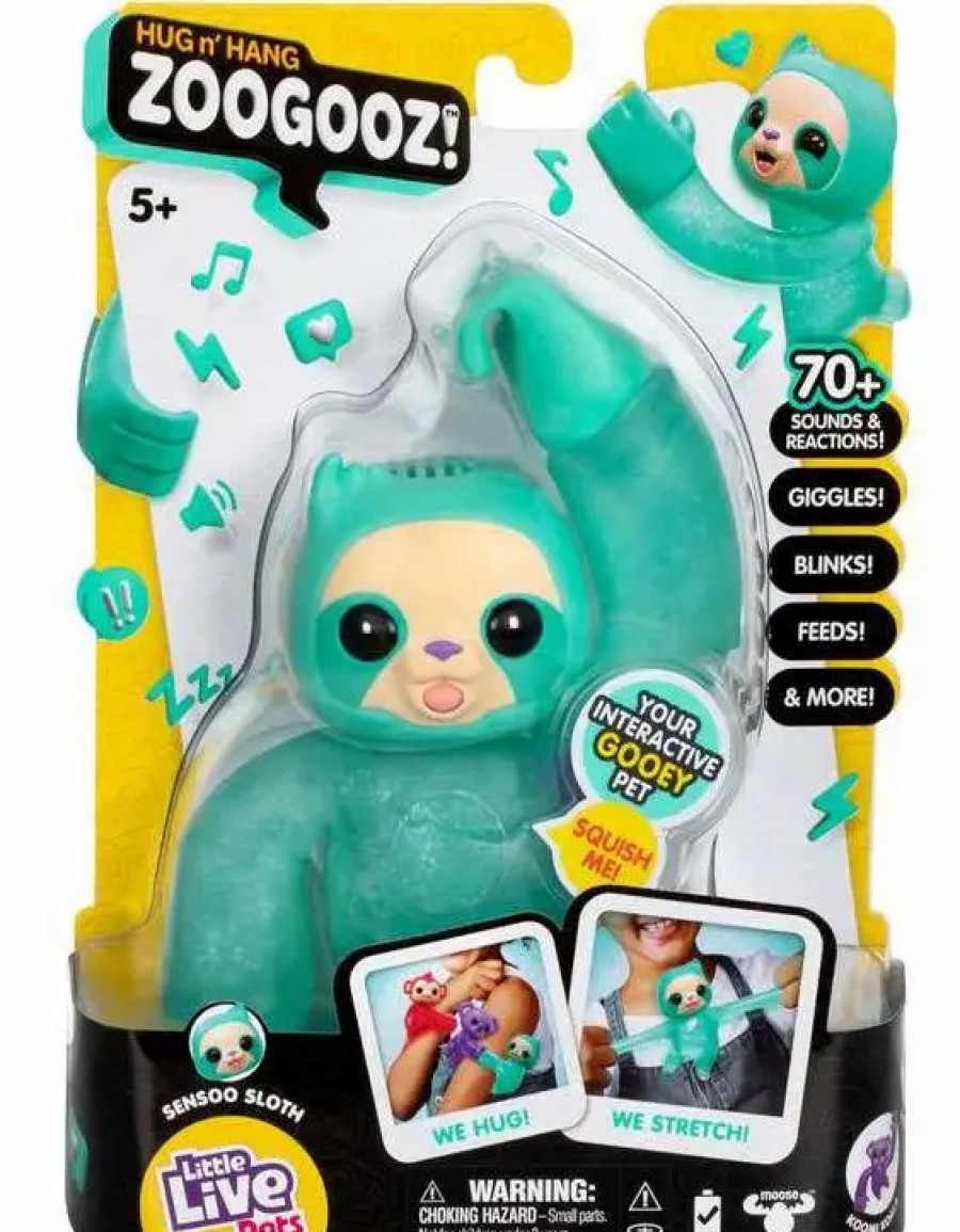 All Brands Moose Toys | Little Live Pets Hug N' Hang Zoogooz Gooey Pet Sensoo Sloth Interactive Figure [70+ Sounds & Reactions - Sings, Giggles, Blinks, Feeds & More!]