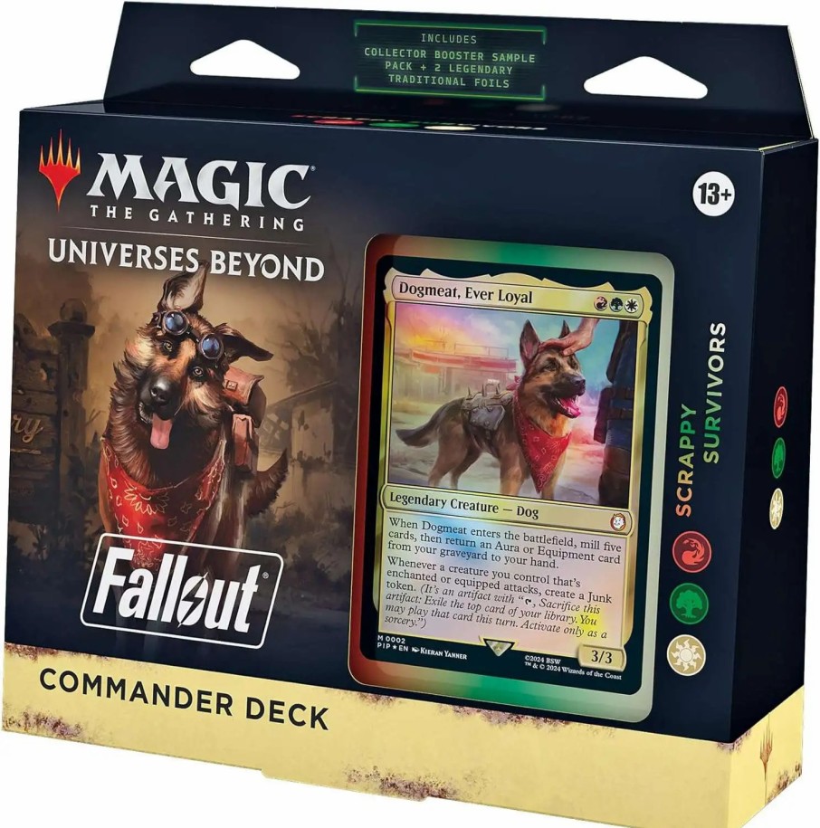 All Brands Wizards of the Coast | Mtg Trading Card Game Universes Beyond: Fallout Scrappy Survivors Commander Deck [100-Card Deck, 2-Card Collector Booster Sample Pack + Accessories] (Pre-Order Ships March)