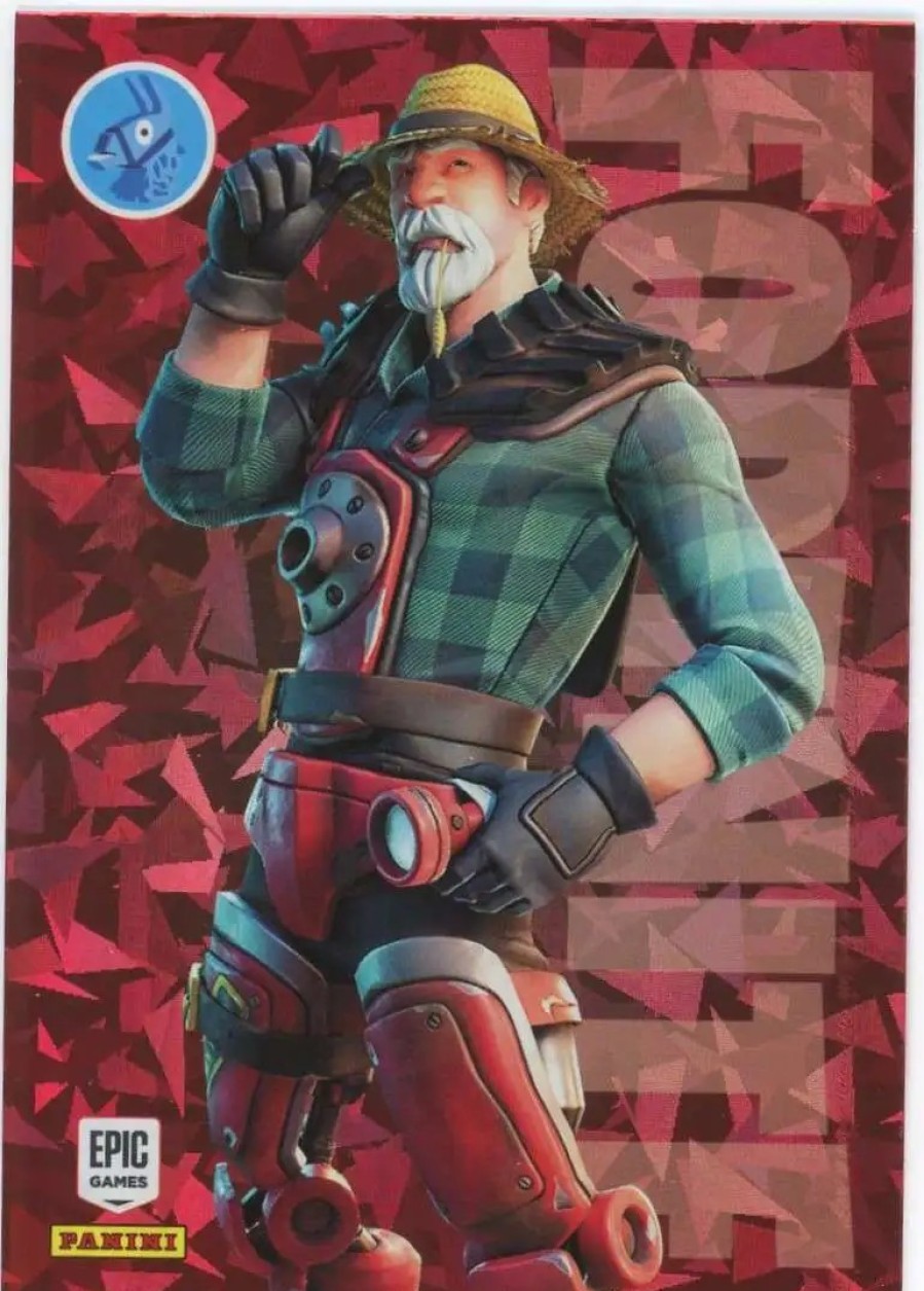 All Brands Panini | Fortnite 2021 Series 3 Cracked Ice Farmer Steel #49 [Rare Outfit]