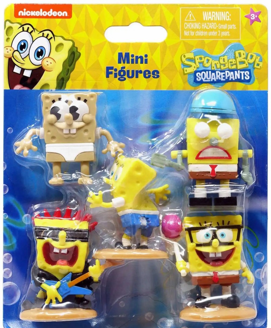 All Brands Just Play | Spongebob Squarepants Sponge Out Of Water Rocker Spongebob, Old-Time Spongebob, Jellyfishing Spongebob, Ripped Pants Spongebob & Robot Spongebob Mini Figure 5-Pack