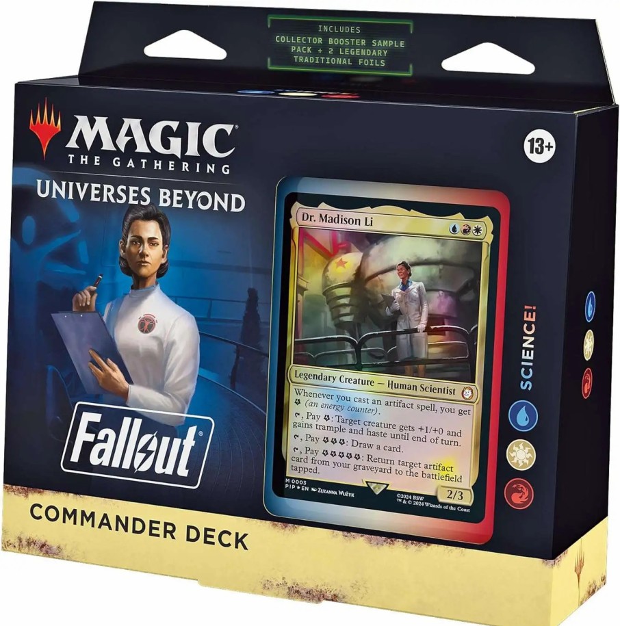 All Brands Wizards of the Coast | Mtg Trading Card Game Universes Beyond: Fallout Science! Commander Deck [100-Card Deck, 2-Card Collector Booster Sample Pack + Accessories] (Pre-Order Ships March)