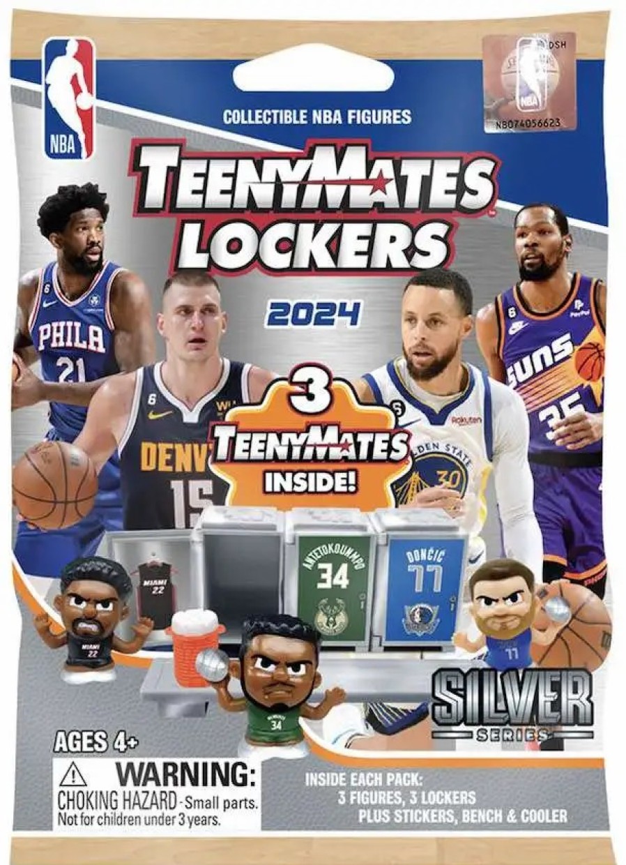 All Brands Party Animal Toys | Nba Teenymates 2024 Basketball Silver Series Lockers Pack [3 Figures, 3 Lockers, Plus Stickers, Bench & Cooler!]