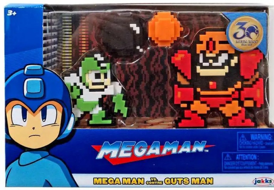 All Brands Jakks Pacific | Classic 8-Bit Green / White Mega Man Vs. Guts Man Mini Figure 2-Pack