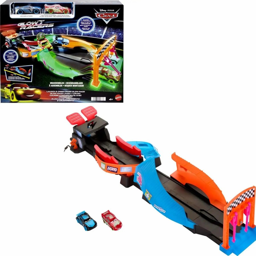 All Brands Mattel Toys | Disney / Pixar Cars Glow Racers Launch & Criss-Cross Glow Race Playset