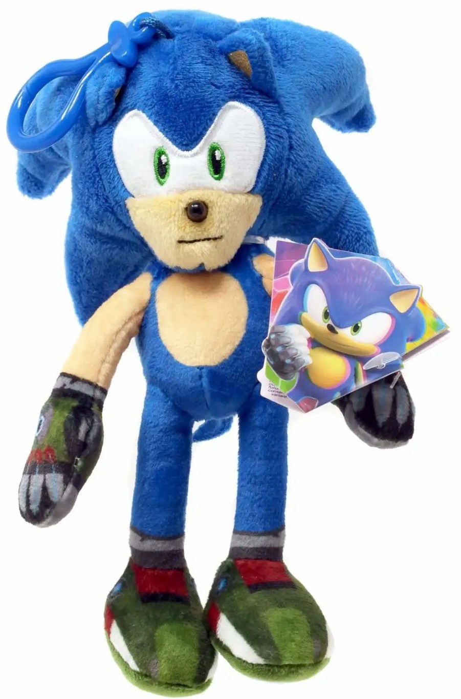 All Brands PMI | Sonic The Hedgehog Prime Clip On Sonic 6.5-Inch Plush [Green Gloves & Boots]