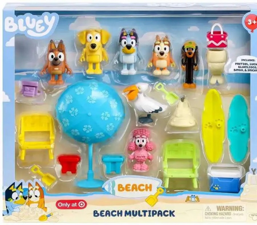 All Brands Moose Toys | Bluey Beach Multipack Exclusive Playset [Bluey, Bingo, Pretzel, Lucky, Coco & Snickers]