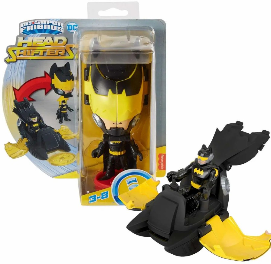 All Brands Fisher Price | Fisher Price Dc Super Friends Imaginext Head Shifters Batman & Batwing Figure Set