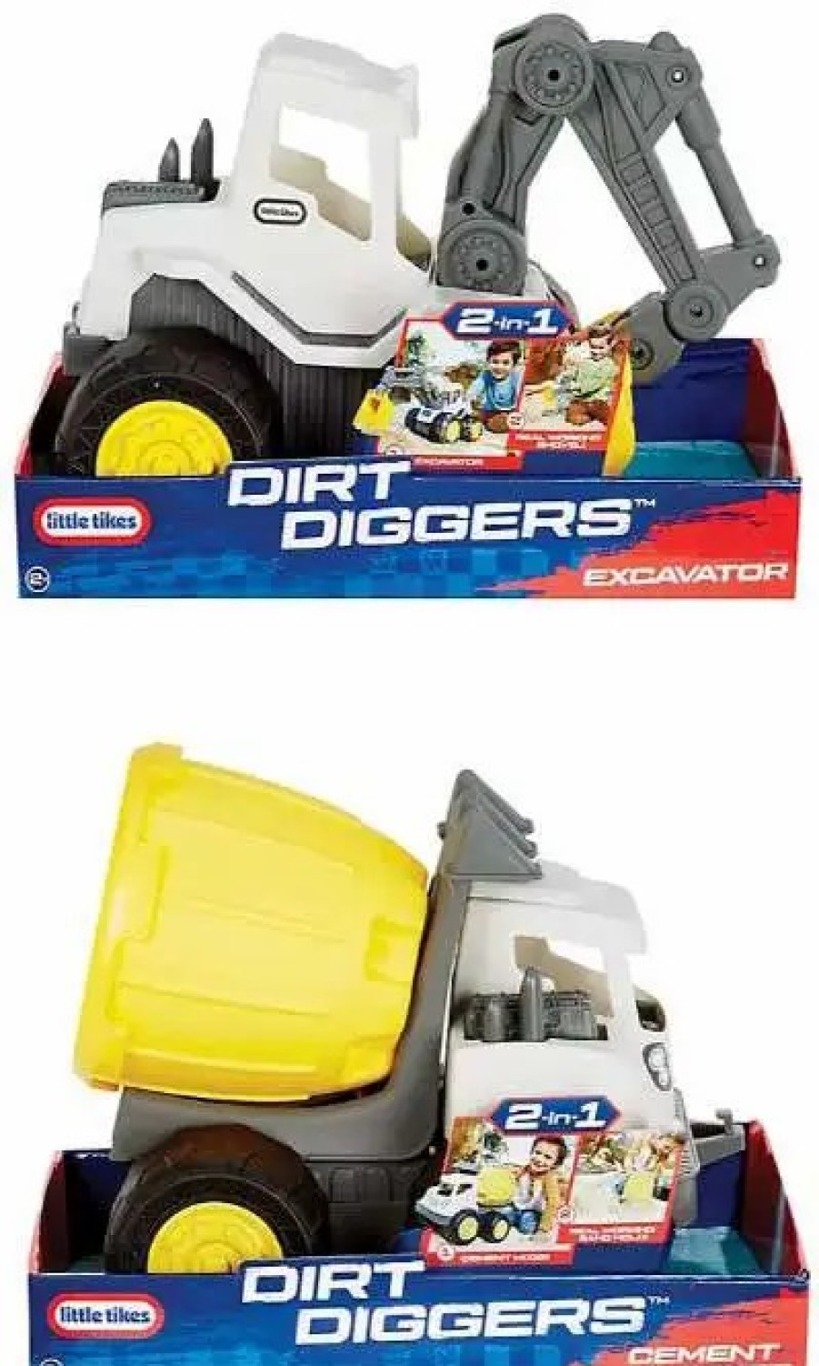 All Brands MGA Entertainment | Little Tikes My First Cars Dirt Diggers Cement Mixer & Excavator Vehicle 2-Pack [2-In-1]