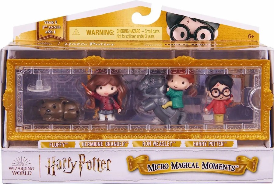 All Brands Spin Master | Micro Magical Moments Fluffy, Hermione Granger, Ron Weasley & Harry Potter 1.5-Inch Mini Figure 4-Pack