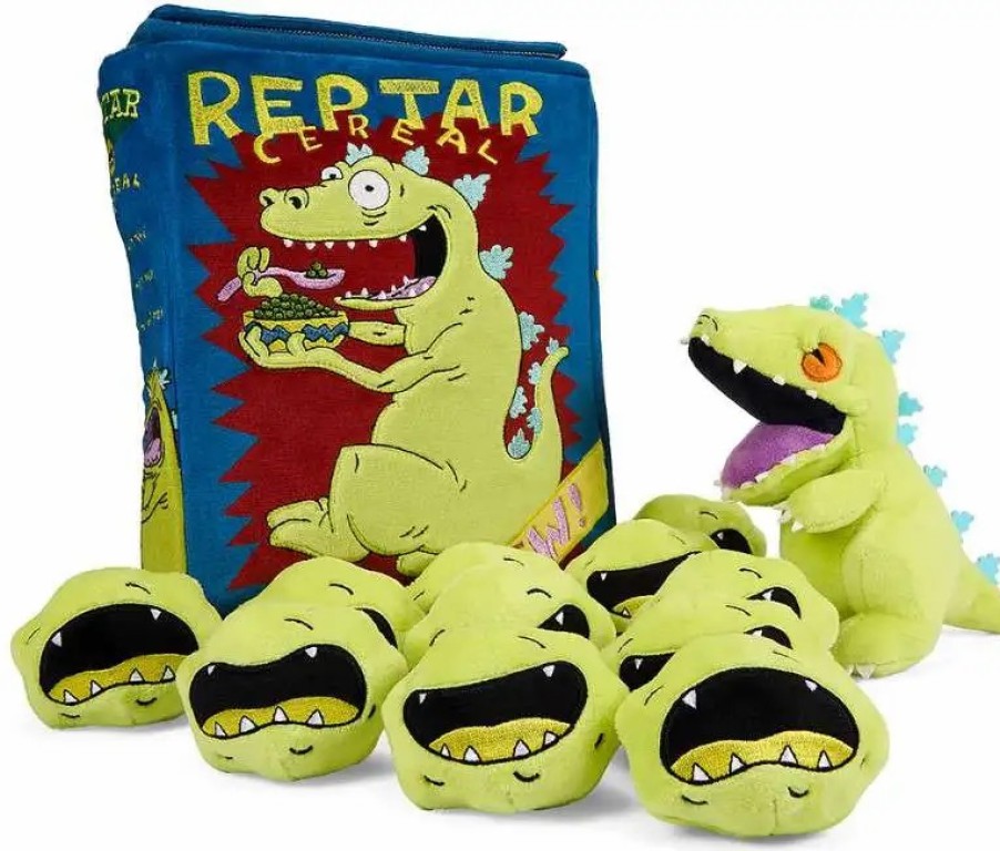 All Brands Kidrobot (NECA) | Nicktoons Rugrats Reptar Cereal Box 10-Inch Interactive Plush