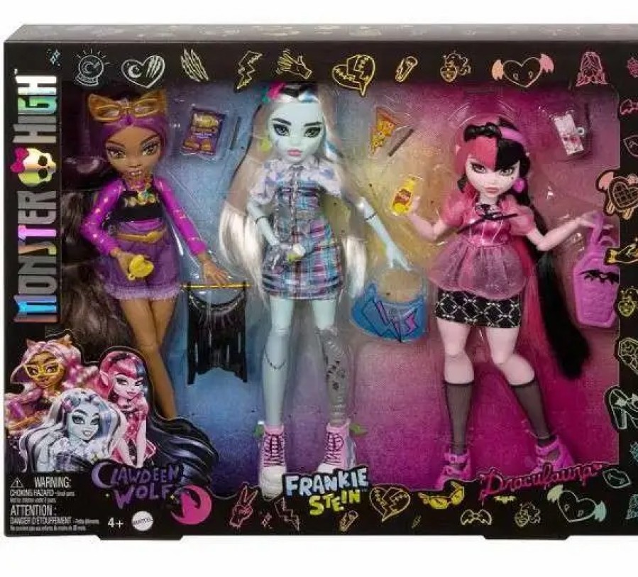 All Brands Mattel Toys | Monster High Day Out Clawdeen Wolf, Frankie Stein & Draculaura Exclusive Doll 3-Pack