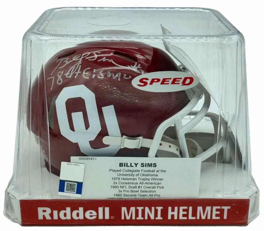 All Brands Tristar | Ncaa Oklahoma Sooners Tristar Hidden Treasures Billy Sims Autographed Mini Helmet