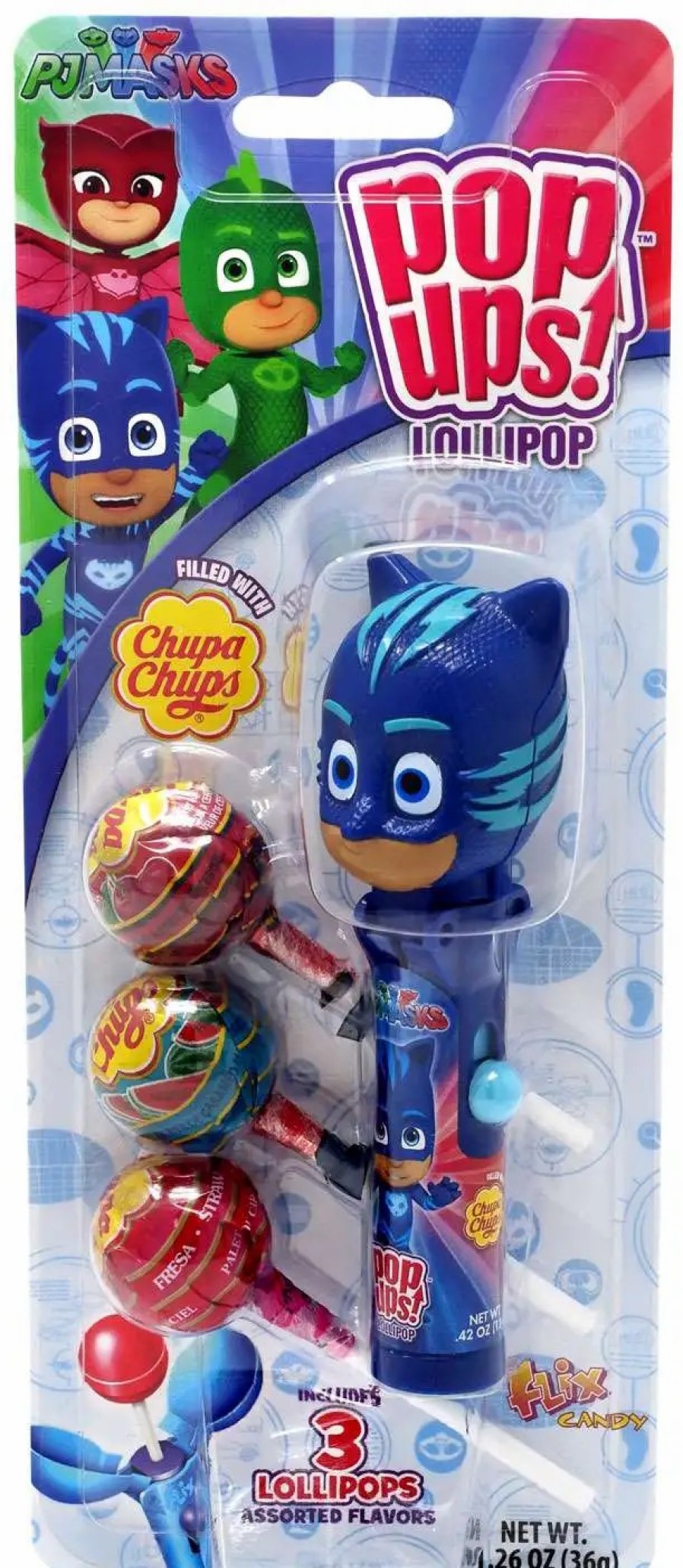 All Brands Flix Candy | Disney Junior Pop Ups! Chupa Chups Catboy Lollipop [Includes 3 Lollipops!]