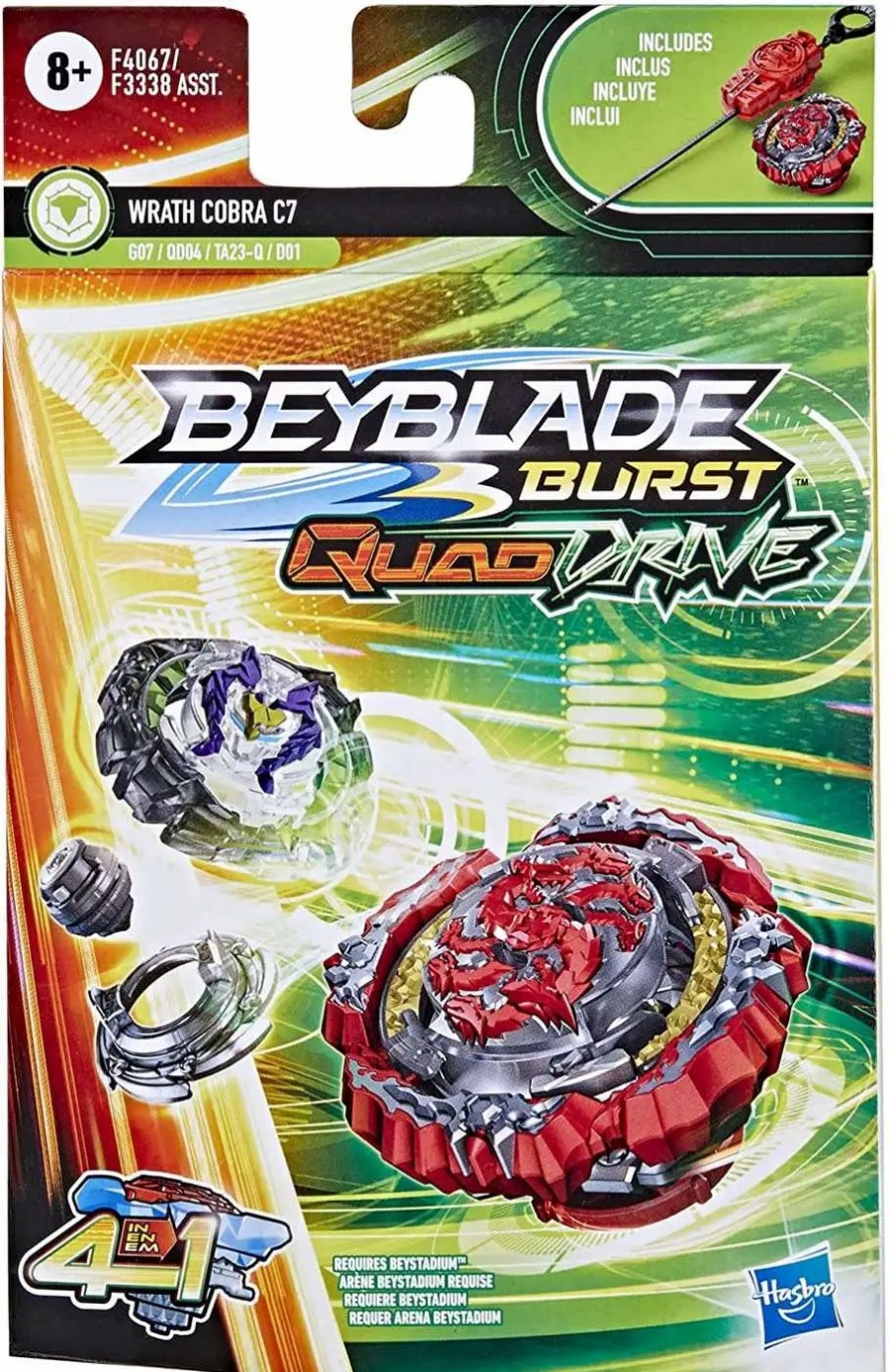 All Brands Hasbro Toys | Beyblade Burst Quaddrive Wrath Cobra C7 Single Pack