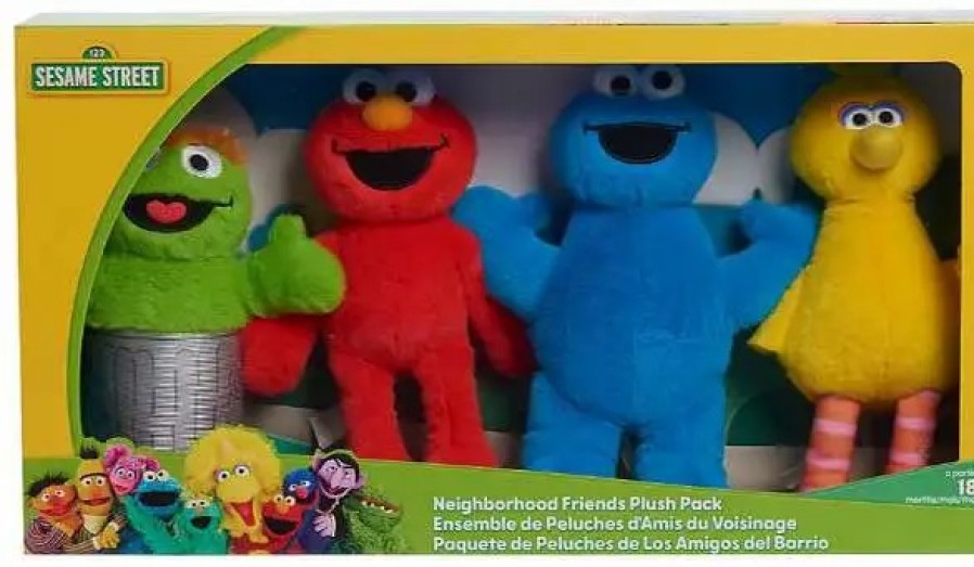 All Brands Just Play | Sesame Street Oscar The Grouch, Elmo, Cookie Monster & Big Bird Exclusive 7-Inch Plush 4-Pack