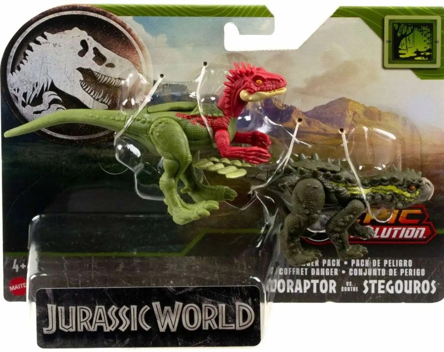 All Brands Mattel | Jurassic World Epic Evolution Danger Pack Eoraptor & Stegouros Action Figure 2-Pack