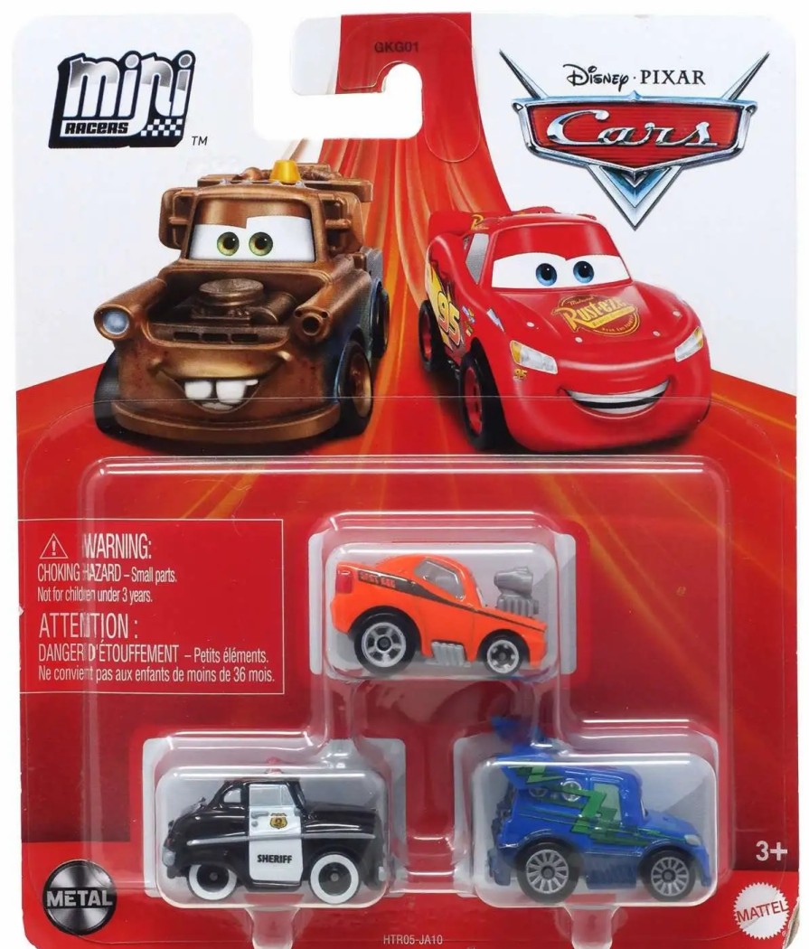 All Brands Mattel | Disney / Pixar Cars On The Road Die Cast Metal Mini Racers Snot Rod, Dj & Sheriff Car 3-Pack