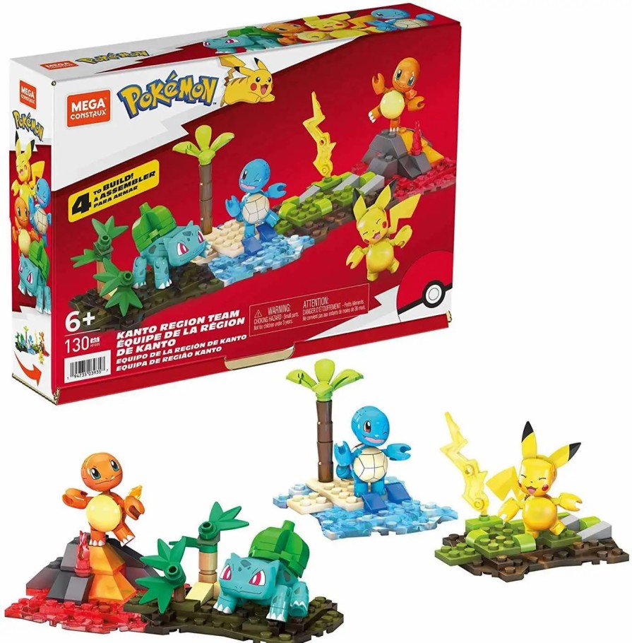 All Brands Mega Construx | Pokemon Kanto Region Team Set [Pikachu, Squirtle, Charmander & Bulbasaur]