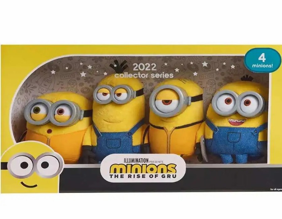 All Brands Just Play | Minions Rise Of Gru 2022 Collector Series Kung Fu Bob, Otto With Pet Rock, Kung Fu Stuart & Kevin Exclusive 5-Inch Plush 4-Pack