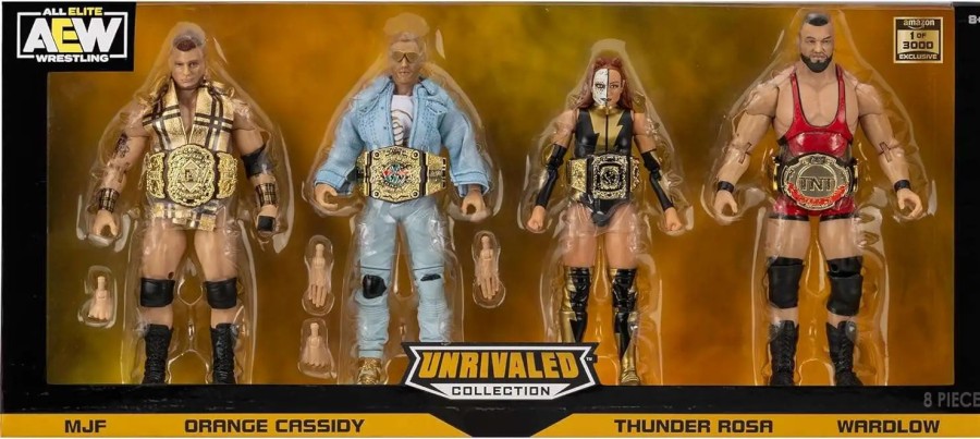 All Brands Jazwares | Aew All Elite Wrestling Unrivaled Collection Champion Exclusive 1 Of 3,000 Action Figure 4-Pack [Wardlow, Thunder Rosa, Orange Cassidy, & Mjf]