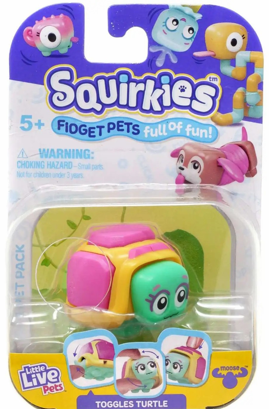 All Brands Moose Toys | Little Live Pets Squirkies Toggles Turtle Figure [Yellow, Pink & Green]