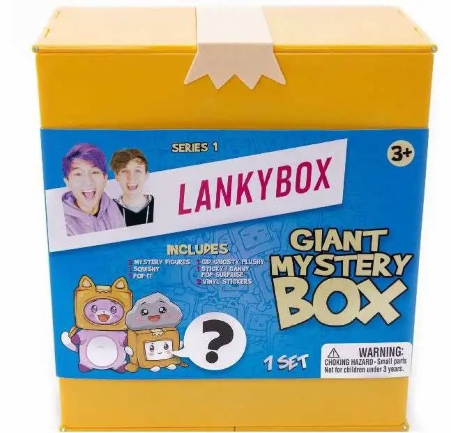 All Brands Bonkers Toy Co. | Lankybox Series 1 Giant Mystery Box [2 Figures, 1 Plush, 1 Squishy, 1 Pop-It Fidget Toy & Boxy Case, Canny With Pop-Out Sticky & 3 Stickers]