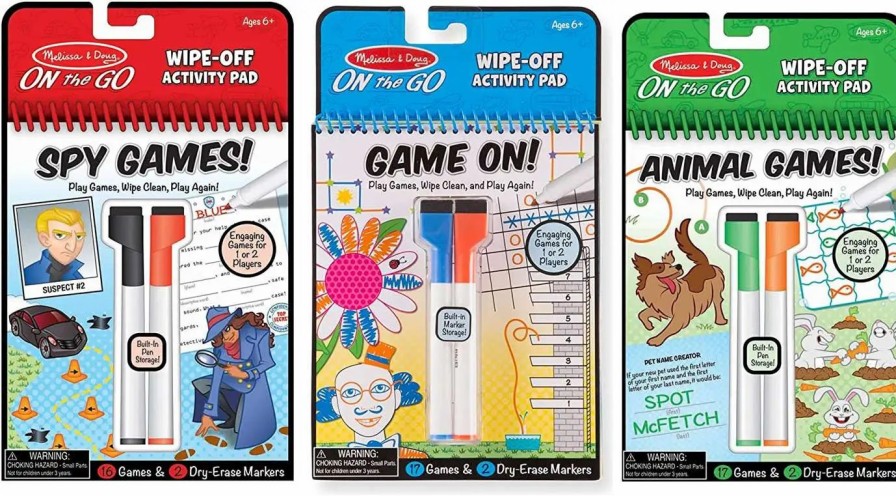 All Brands Melissa & Doug | Melissa & Doug Game On!, Spy Games! & Animal Games Wipe-Off Activity Book 3-Pack