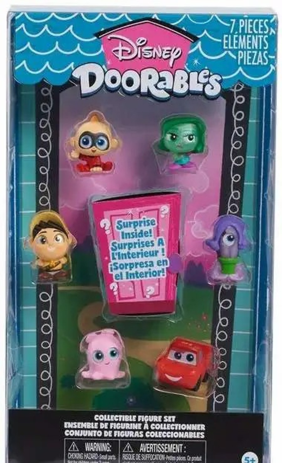 All Brands Just Play | Disney Doorables Jack-Jack, Disgust, Russell, Celia, Pearl, Lightning Mcqueen & Surprise! Exclusive Mini Figure 7-Pack [Pixar Fest]