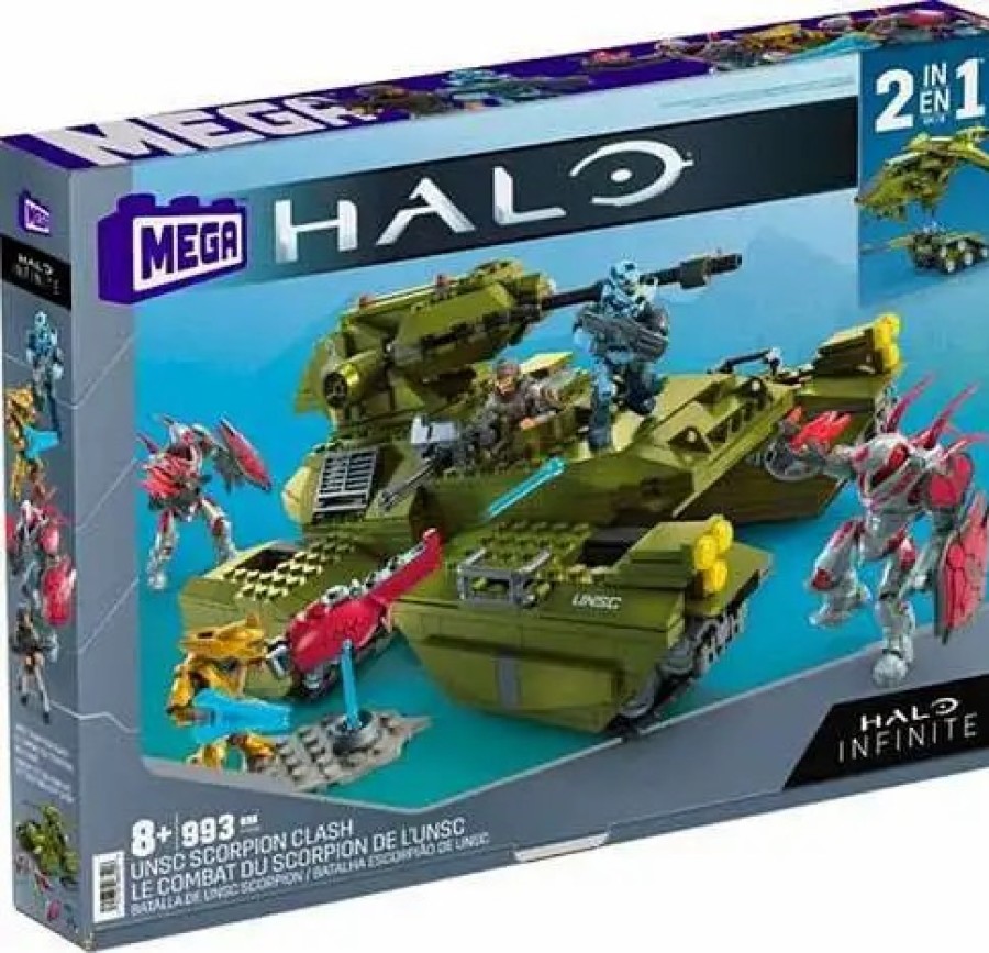 All Brands Mega Construx | Halo Infinite Unsc Scorpion Clash Set [Includes Spartan Stone, Unsc Marine, Elite Warlord & 2 Banished Hunters]