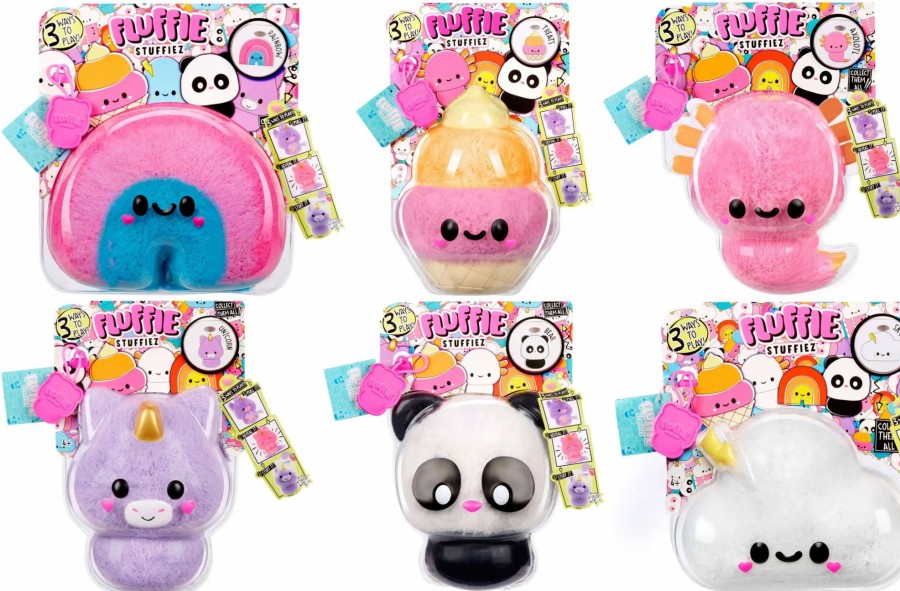 All Brands MGA Entertainment | Fluffie Stuffiez Rainbow, Axolotl, Ice Cream, Panda, Unicorn & Cloud Set Of 6 Small Plush