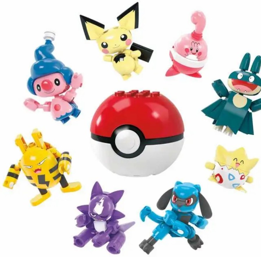 All Brands Mega Construx | Pokemon Mega Trainer Pichu, Happiny, Munchlax, Togepi, Riolu, Toxel, Elekid, & Mime Jr. 8-Pack Set Hkt24 (Pre-Order Ships February)