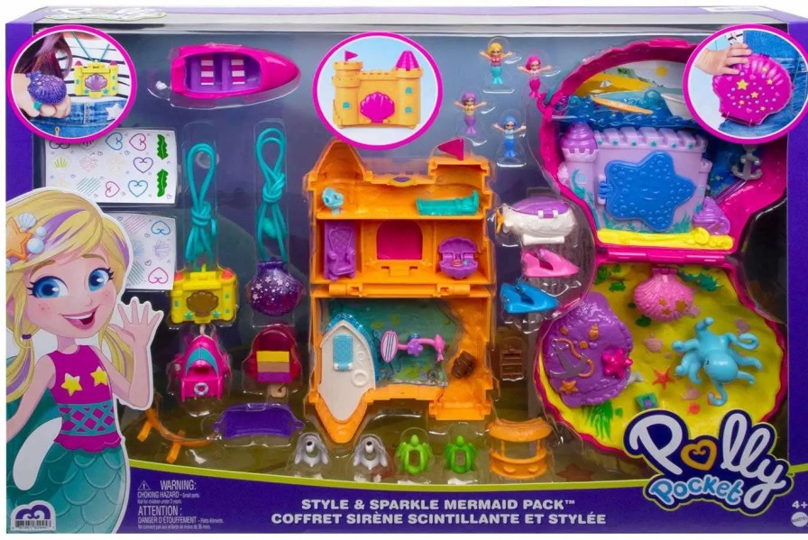 All Brands Mattel Toys | Polly Pocket Style & Sparkle Mermaid Pack Playset