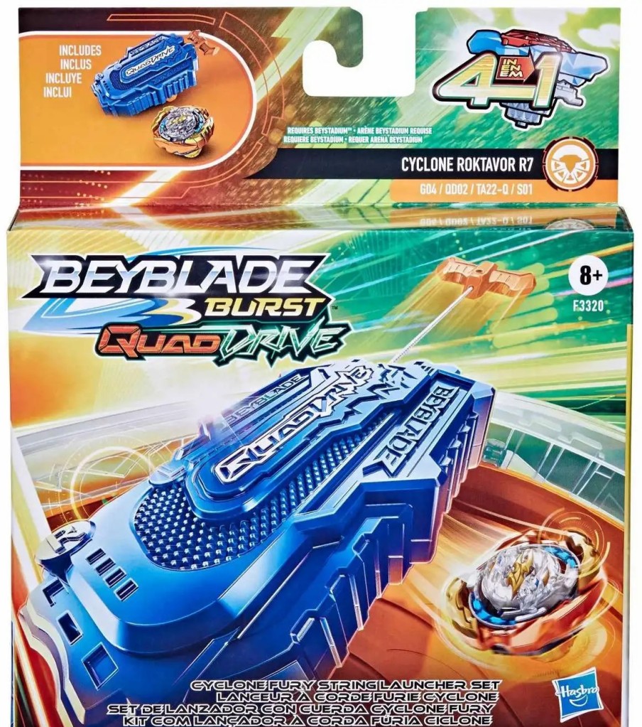 All Brands Hasbro Toys | Beyblade Burst Quaddrive Cyclone Fury String Launcher [Cyclone Rokatavor R7]