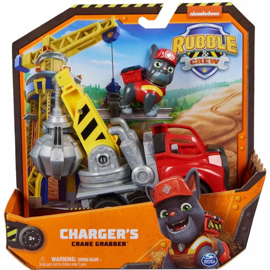 All Brands Spin Master | Paw Patrol Rubble & Crew Charger'S Crane Grabber Vehicle & Figure