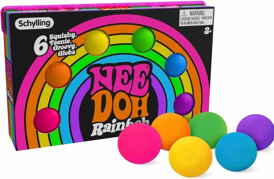 All Brands Schylling | Needoh The Groovy Glob Teenie Rainbow 1.5-Inch Small Stress Ball 6-Pack