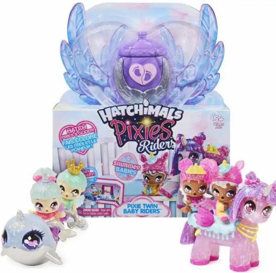 All Brands Spin Master | Hatchimals Pixies Rider Season 10 Shimmer Babies Pixie Twin Baby Riders Mystery 4-Pack [Includes Glider & 4 Accessories, 4 Random Figures]