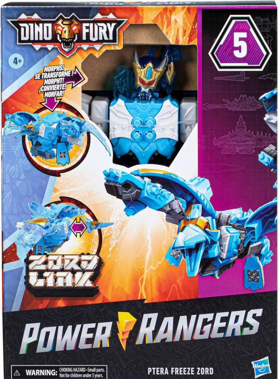 All Brands Hasbro Toys | Power Rangers Dino Fury Zord Link Ptera Freeze Zord Action Figure