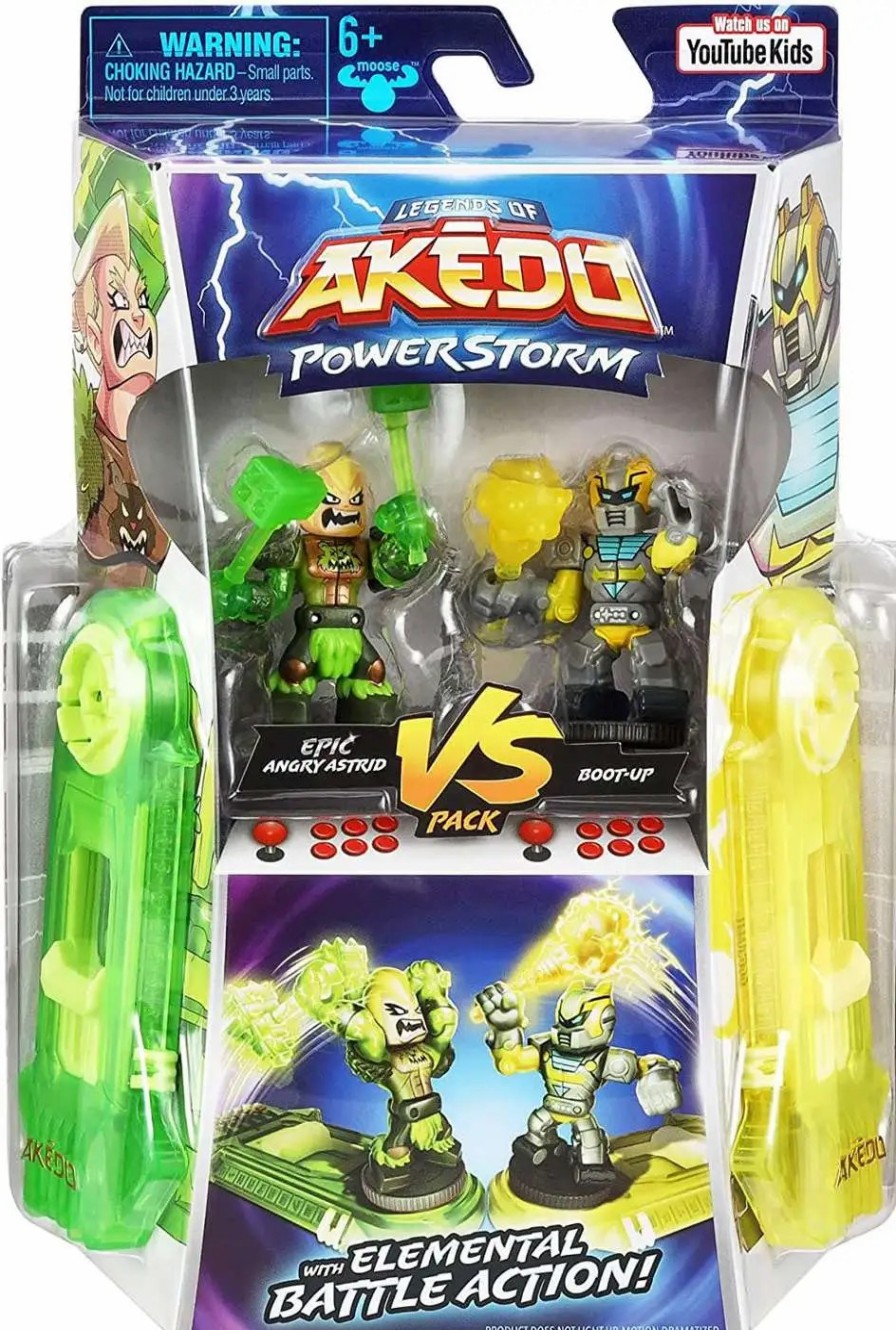 All Brands Moose Toys | Legends Of Akedo Powerstorm Epic Angry Astrid Vs Boot-Up Mini Battling Action Figure Versus Pack