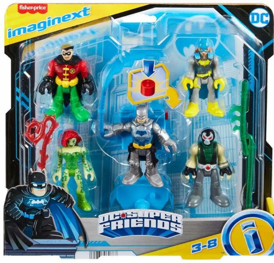 All Brands Fisher Price | Fisher Price Dc Super Friends Imaginext Batman, Poison Ivy, Batgirl, Robin & Bane Figure 5-Pack Set [Batman Battle]