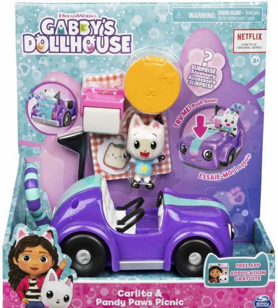 All Brands Spin Master | Gabby'S Dollhouse Carlita & Pandy Paws Picnic Vehicle & Figure