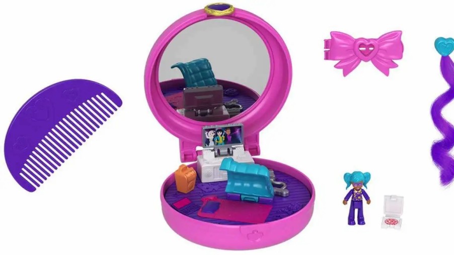 All Brands Mattel Toys | Polly Pocket Micro Clip & Comb Sleepover Compact Playset