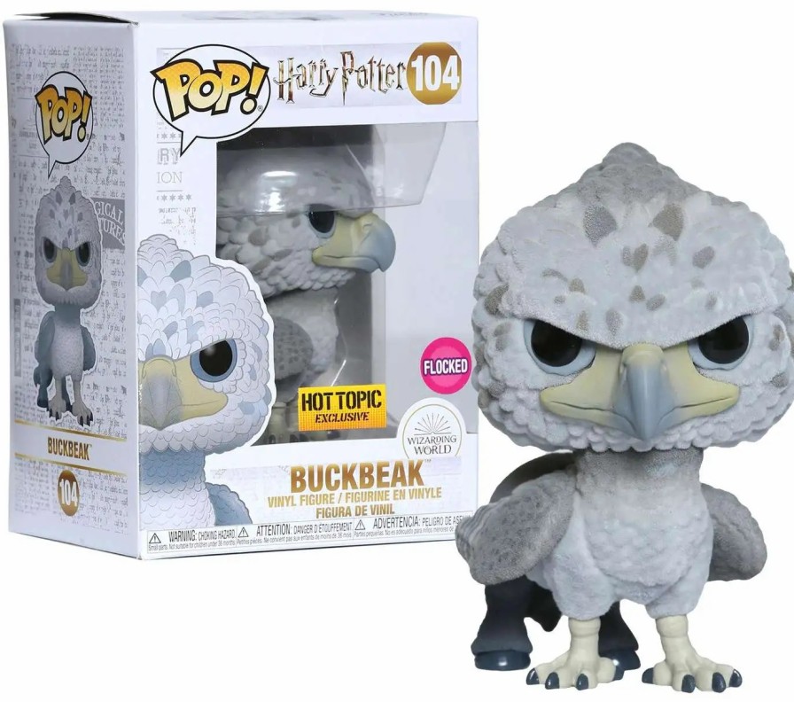 All Brands Funko | Funko Pop! Harry Potter Buckbeak Exclusive Vinyl Figure #104 [Black Eyes, Flocked]